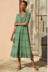 Viola Cotton Midi Dress | Khaki