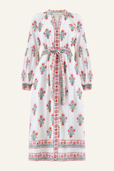Cara Block Print Dress | White/Pink