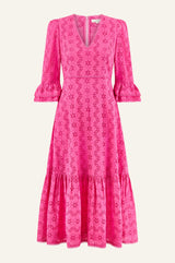 Victoria Broderie Dress | Hot Pink