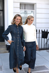 A-Line Denim Midi Dress | Indigo