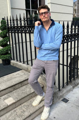 Men's Merino Wool Quarter Zip | Blue/Navy