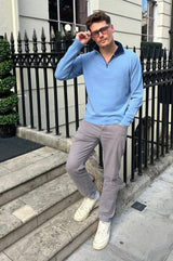 Men's Merino Wool Quarter Zip | Blue/Navy