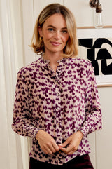 Cosima Viscose Crepe Printed Shirt | Animal Ikat Fig