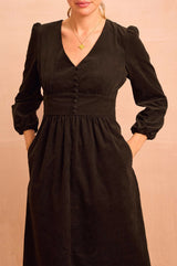 Marianne Corduroy Dress | Chocolate - Aspiga