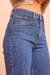 Denim Wide Leg Crop Jean | Mid Wash