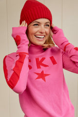 Merino Wool Fingerless Heart Gloves | Pink/Red