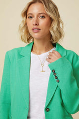 Linen Blend Blazer | Green