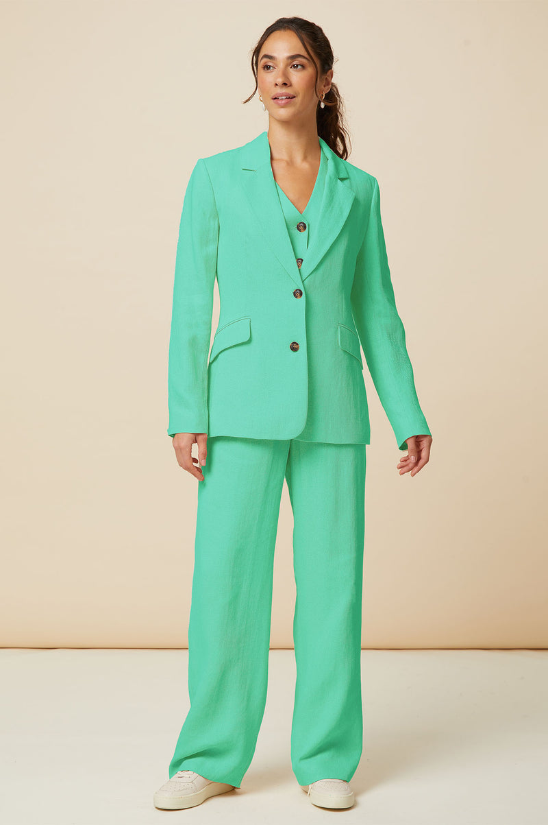 Linen Blend Waistcoat | Green