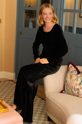 Palazzo Velvet Trouser | Black