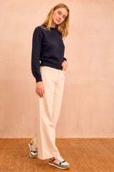 Alpaca Blend Puff Sleeve Jumper | Navy