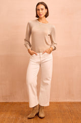 Metallic Knit Crew Neck Jumper | Gold