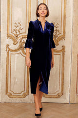 Astrid Velvet Dress | Navy - Aspiga