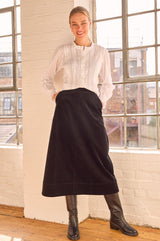 Caro A-Line Cord Skirt | Black