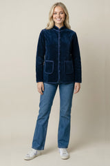 Velvet Quilted Jacket | Navy