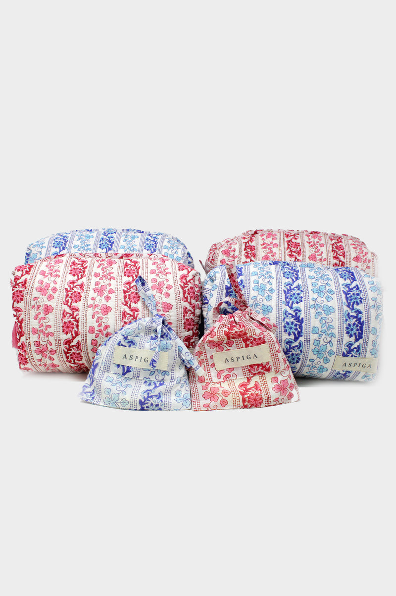 Medium Wash Bag | Linear Botanical Pink