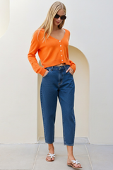 V Neck Cardigan | Orange - Aspiga