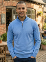 Men's Merino Wool Quarter Zip | Blue/Navy