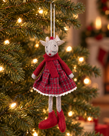 Tartan Mouse Hanging Decoration | Red