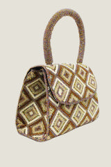 Beaded Handbag | Tonal Gold