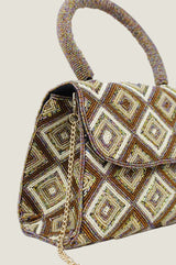 Beaded Handbag | Tonal Gold