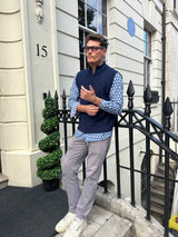 Men's Merino Wool Gilet | Navy/Grey - Aspiga