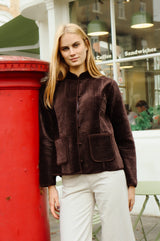 Velvet Quilted Jacket | Chocolate