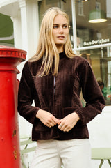 Velvet Quilted Jacket | Chocolate