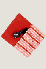 Amalfi Raffia Stripe Clutch | Red/Pink/Natural