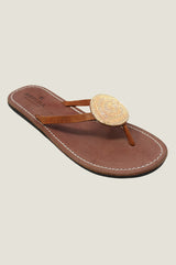 Disc Leather Sandals | Light Gold
