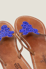 Mia Full Beaded Sandals | Navy/Cobalt