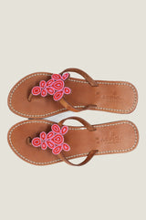 Mia Full Beaded Sandals | Pink/Red