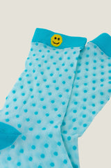 Spot Smiley Sock | Blue