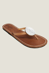 Disc Leather Sandals | White - Aspiga