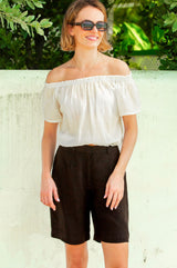 Alexandra Long Linen Shorts | Black