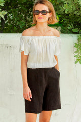 Alexandra Long Linen Shorts | Black