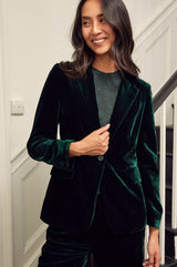 Asha Velvet Blazer | Emerald