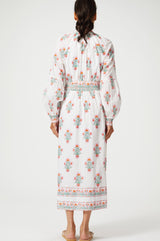 Cara Block Print Dress | White/Pink