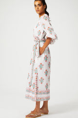 Cara Block Print Dress | White/Pink