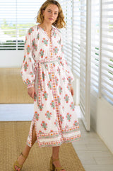 Cara Block Print Dress | White/Pink
