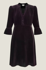 Elsie Velvet Short Dress | Aubergine