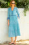 Hayden Organic Cotton Block Print Dress | Buti Turquoise/Blue