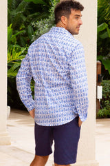 Men's Organic Cotton Shirt | Tear Drop White/Blue