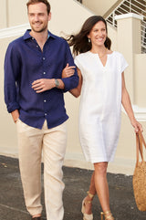 Men's Premium Linen Shirt | Navy