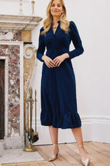 Percy Midi Stretch Corduroy Dress | Atlantic Blue - Aspiga