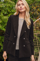 Theresa Stretch Corduroy Blazer | Chocolate