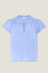 Vanya Organic Cotton Dobby Blouse | Baby Blue