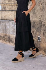 MACARENA Crochet Wedge Espadrilles | Black