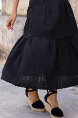 MACARENA Crochet Wedge Espadrilles | Black