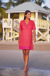 Santorini Cotton Kaftan | Clover Pink/Orange
