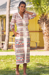 Jamila Jacquard Dress | Ecru/Multi